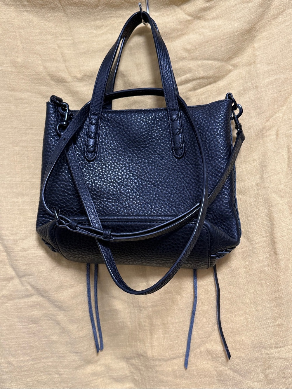 Rebecca Minkoff Black Pebbled Leather Tote Bag with Detachable Strap
